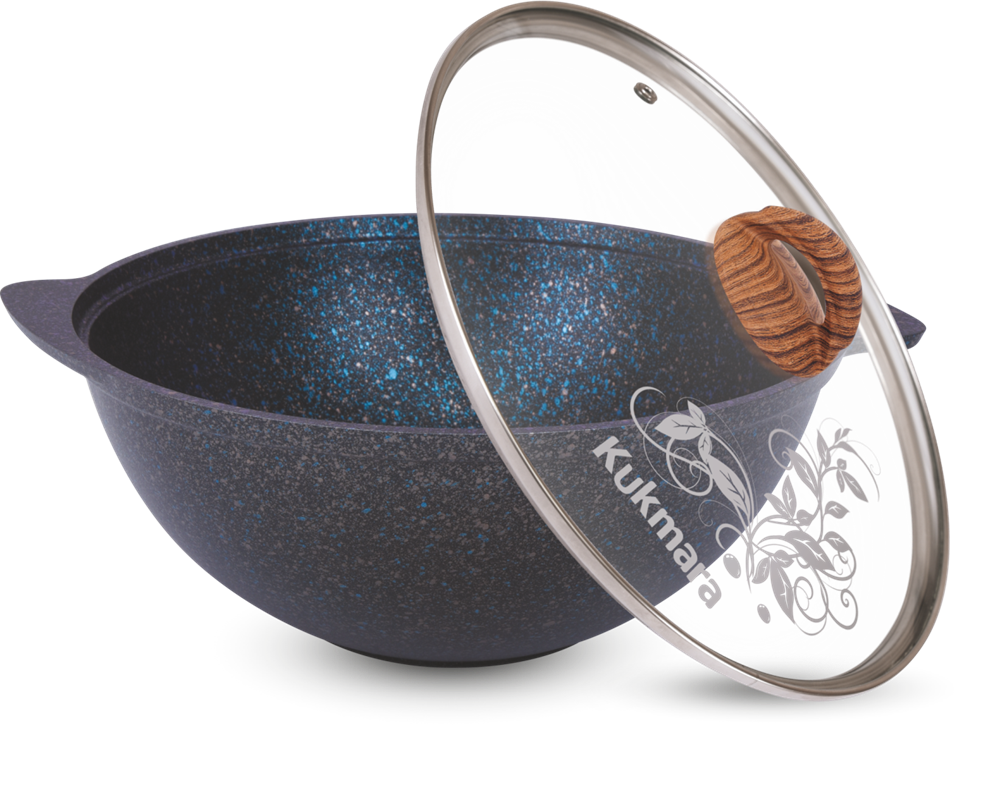 Казан 3,5л для плова Kukmara Granit Ultra blue крышка стекло кгг37а 